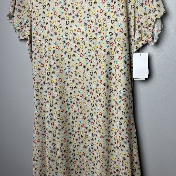 BP Nordstrom NWT Mesh Overlay Sheath Dress Sz XL Ivory Ditsy Floral Stretchy - Picture 2 of 5